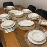 Altın Kordone Nakışlı Modern Amerikan Servis Supla Ve Runner 6 Kişilik Set