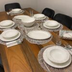 Gümüş Kordone Nakışlı Modern Amerikan Servis Supla Ve Runner 6 Kişilik Set