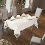 Masa Örtüsü Yemek Takımı 12 Kişilik 26 Parça Fransız Dantelli
