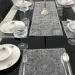 Fransız Dantelli Runner ve Supla Takımı (1 Runner, 6 Supla) - Gri