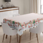 Yılbaşı Desenli Masa Örtüsü, Noel Masa Örtüsü, Dijital Özel Tasarım Christmas Noel Masa Örtüsü