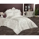 Krem Çift Kişilik Dantelsiz Pike Takımı