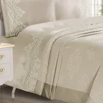 Sahra Pike Takımı Çift Kişilik Fransız Dantelli Krem