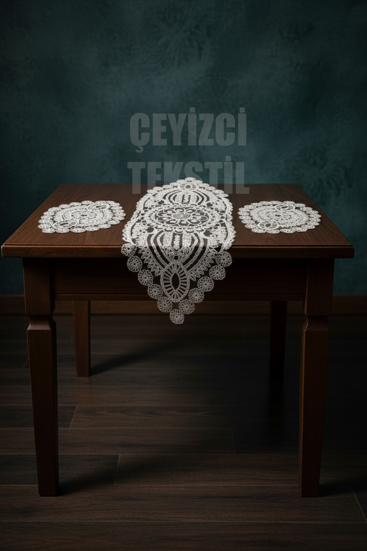 299 Salon Takımı, Yatak Odası 3 Parça Sehpa Örtüsü, Masa Örtüsü 3 Parça Oda Takımı - Görsel 1