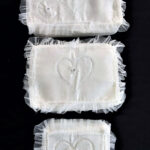 Çeyizlik Kalp Figürlü Desenli Kumaş Krem 3lü Bohça, Nişan Gelin Damat Hurcu 3lü