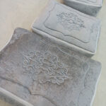 Çeyizlik Gri İşlemeli Kadife Nişan Hurcu 3lü Nişan Gelin Hurcu, Bohça Gelin Hurç Seti - Gri