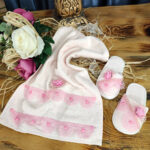 Hediyelik Bebek Havlu Terlik Takımı - Pudra