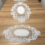 Salon Oda Takımı Dantelli Runner Set Üç Parça