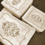 Çeyizlik Kapuçino İşlemeli Kadife Nişan Hurcu 3lü Nişan Hurcu, Bohça Gelin Hurç Seti - Kapuçino