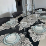 Amerikan Servis, 1 Runner 6 Supla Yemek Servis Takımı, Masa Örtüsü Seti, Servis Sunum Seti - Ekru