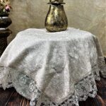 Güpürlü Kadife Fiskos Örtüsü - Kahve