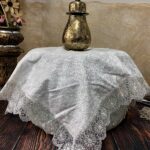 Güpürlü Kadife Fiskos Örtüsü - Ekru