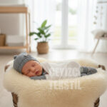 Bebek 3lü Patik Şapka Eldiven Takımı - Gri