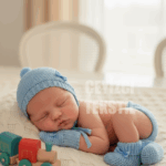 Bebek 3lü Patik Şapka Eldiven Takımı - Mavi