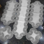 Salon Takımı 5 Parça Dantelli Masa Örtüsü Runner Seti - Ekru