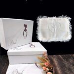 Gelin Bohçası, Gelinlik Baskılı Gelin Kutusu 3lü Takım, 35x25cm Tek Kalp Hurç