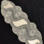 Fransız Dantelli Tek Runner, Kadife Masa Üstü Runner, Masa Örtüsü Runnerı - Kapuçino