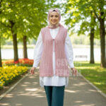 Yelek İpli Çeyizlik Yelek - Gelin Yeleği - Pudra