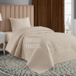 Günlük Tek Kişilik Yatak Örtüsü, Çeyizlik Tek Kişilik Kapitone Yatak Örtüsü - Kapuçino