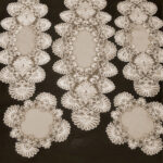 Salon Takımı 5 Parça Dantelli Masa Örtüsü Runner Seti - Kapuçino