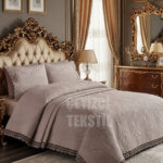 Bade Çift Kişilik Yatak Örtüsü - Kapuçino