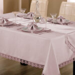 Güpürlü Masa Örtüsü Takımı Pudra