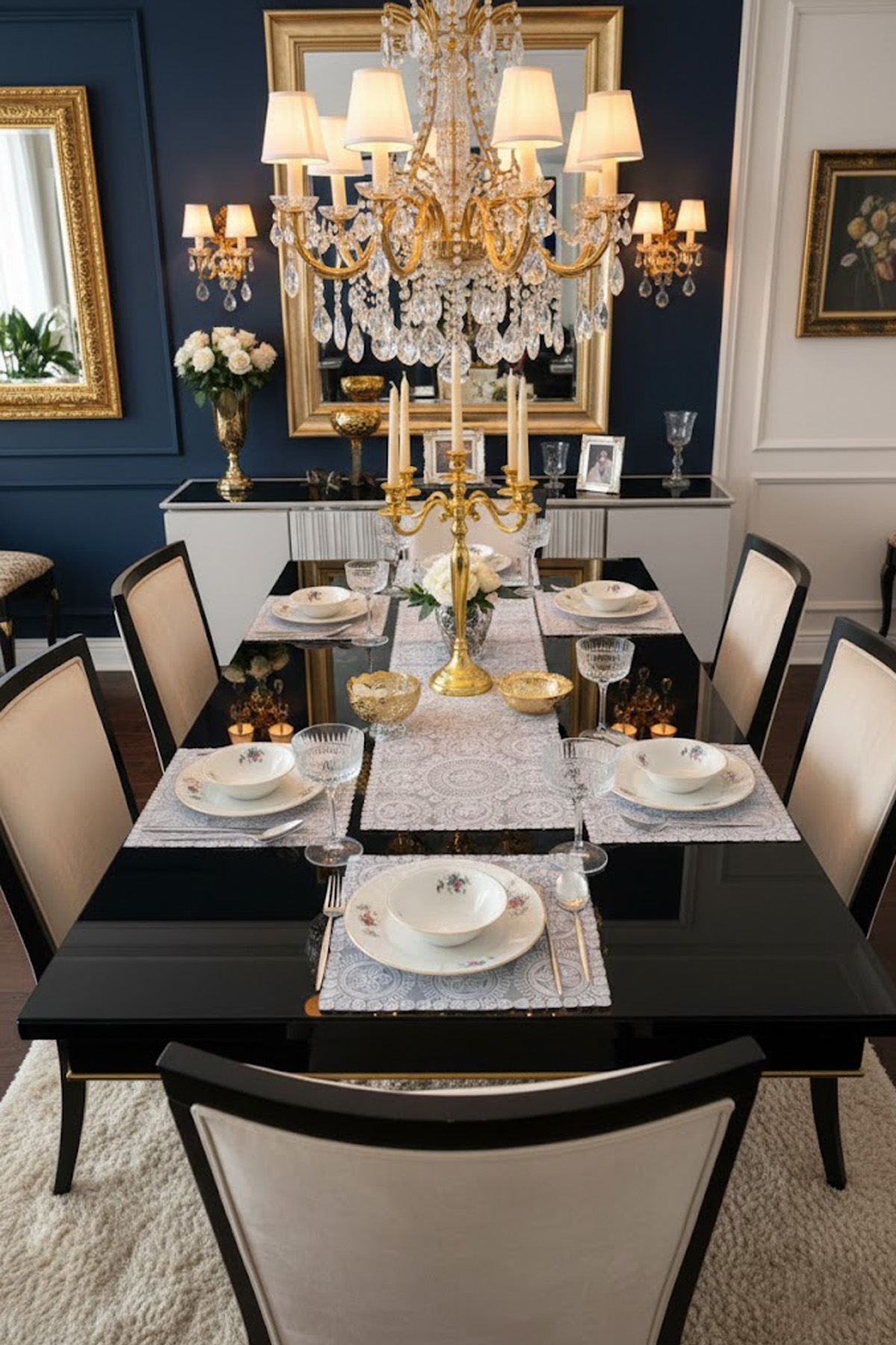 runnerkeru1 Fransız Dantelli Runner ve Supla Takımı (1 Runner, 6 Supla) Gold Simli - Görsel 1