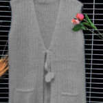 Tavşan Tüyü Yumoş Örgü Cepli Kadın Yeleği, Triko Yumuşak Yelek