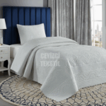 Günlük Tek Kişilik Yatak Örtüsü, Çeyizlik Tek Kişilik Kapitone Yatak Örtüsü - Ekru