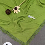 2 Adet, Çeyizlik Şal, Yazma, Çeyizlik Yemeni, Dantelli Yazma 2 Adet 100x100cm - Kına Yeşili