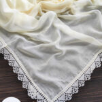 2 Adet, Çeyizlik Şal, Yazma, Çeyizlik Yemeni, Dantelli Yazma 2 Adet 100x100cm - Krem