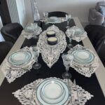 Amerikan Servis, 1 Runner 6 Supla Yemek Servis Takımı, Masa Örtüsü Seti, Servis Sunum Seti - Krem