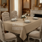 Çizgili Tek Masa Örtüsü Kahve