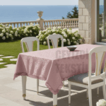 Fransız Güpürlü Leke Tutmaz Tek Masa Örtüsü 150x220cm - Pudra