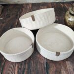 3lü Çok Amaçlı Hasır Sepet - Ekru