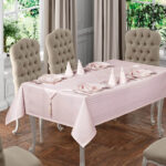 Colber Çizgili 8 Kişilik 18 Parça Masa Örtüsü Takımı - Pudra