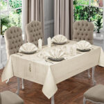 Colber Çizgili 8 Kişilik 18 Parça Masa Örtüsü Takımı - Ekru