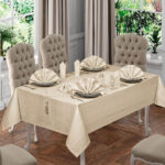 Colber Çizgili 8 Kişilik 18 Parça Masa Örtüsü Takımı - Kahve