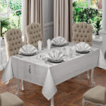 Colber Çizgili 8 Kişilik 18 Parça Masa Örtüsü Takımı - Gri