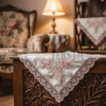 Fransız Güpürlü Işlemeli, Çeyizlik Saten Lüks Bohça, Nişan Bohçası