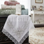 Fransız Güpürlü Işlemeli, Çeyizlik Saten Lüks Bohça, Nişan Bohçası