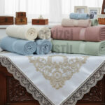 Fransız Güpürlü Işlemeli, Çeyizlik Saten Lüks Bohça, Nişan Bohçası