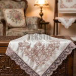 Fransız Güpürlü Işlemeli, Çeyizlik Saten Lüks Bohça, Nişan Bohçası