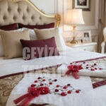 Kadife Çeyizlik Havlu, Nişan Havlusu Kadife Kurdelalı, Kurdele İşi Dantelli Havlu