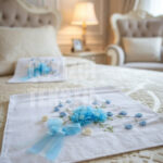 Kadife Çeyizlik Havlu, Nişan Havlusu Kadife Kurdelalı, Kurdele İşi Dantelli Havlu