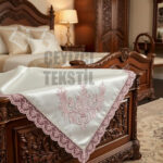 Fransız Güpürlü Işlemeli, Çeyizlik Saten Lüks Bohça, Nişan Bohçası