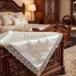 Fransız Güpürlü Işlemeli, Çeyizlik Saten Lüks Bohça, Nişan Bohçası