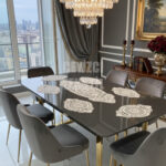 Modern Amerikan Servis Supla Runner Takımı 6 Kişilik - Krem