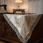 Fransız Güpürlü Işlemeli, Çeyizlik Saten Lüks Bohça, Nişan Bohçası