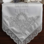 Fransız Güpürlü Işlemeli, Çeyizlik Saten Lüks Bohça, Nişan Bohçası